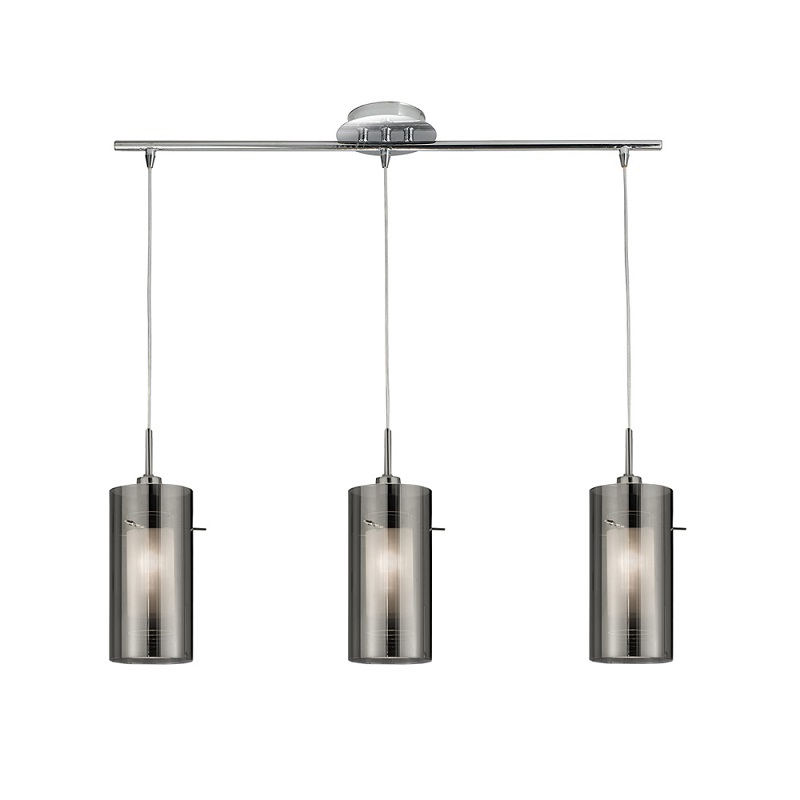 Duo 2 Chrome 3 Light Bar Pendant With Smoked Glass Cylinder Shades Modern Contemporary Pendants For Elegant Lighting Ltd - 3 Light Bar Pendant Glass Duo 2 Chrome 3 Light Bar Pendant With Smoked Glass Cylinder Shades Modern Contemporary Pendants For Elegant Lighting Ltd - 3 Light Bar Pendant Glass